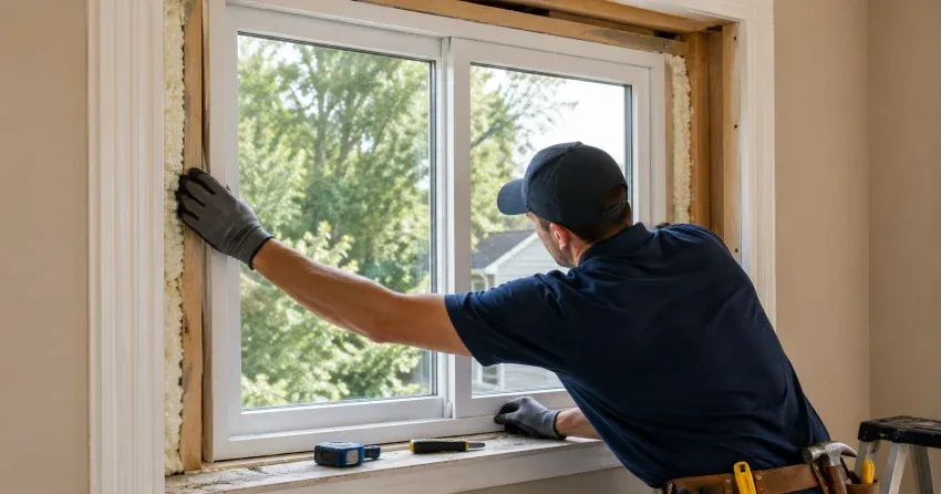 close-up of Low-E glass coating on an insulated window Mount Brydges