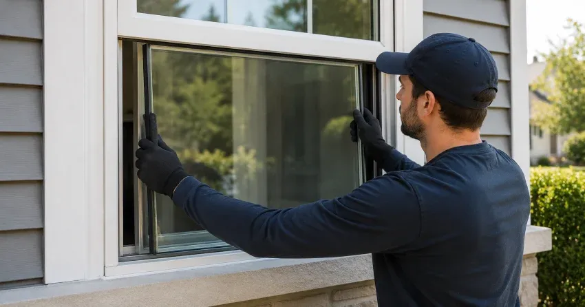 technician boarding up broken window during emergency glass repair Falconbridge, Mount Brydges