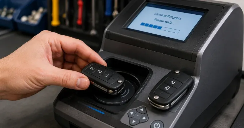 mobile locksmith performing car door key duplication Melbourne, Mount Brydges on-site