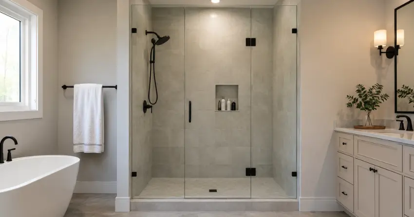 new frameless glass shower door installed in Caradoc, Mount Brydges
