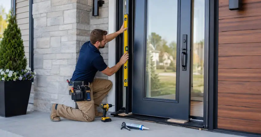 glass outside door installation with energy-efficient double-pane glazing in Glen Oak, Mount Brydges