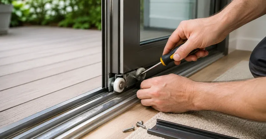 sliding door fix Melbourne, Mount Brydges technician diagnosing track issue