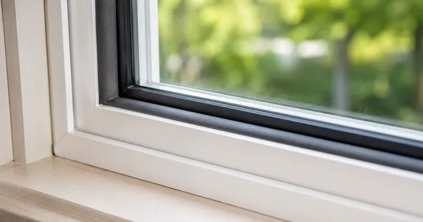 technician inspecting window weatherstripping for drafty window repair Mount Brydges
